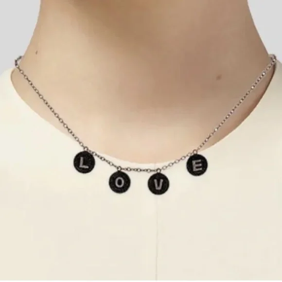 Bettina Javaheri black diamond rose gold love necklace RARE